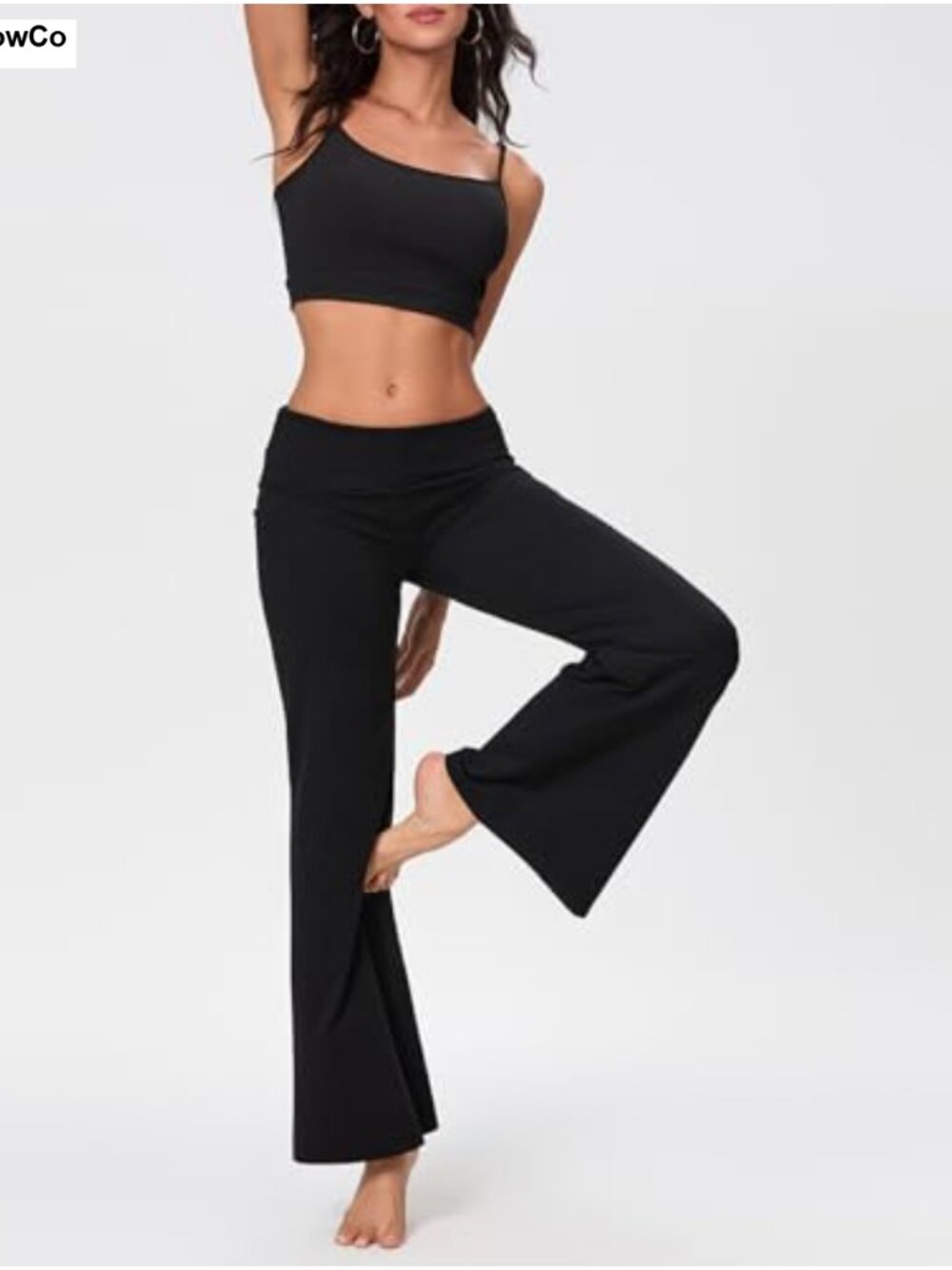 Womens Yoga Sweatpants Wide Leg Foldover Waist Lounge Pajama Pants - Picture 4 of 6